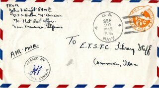 Letter from John Wright to E.T.S.T.C. Library Staff, 1943-09-19