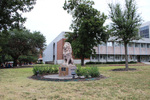 Ford W. Hall Lion Statue and Velma K. Waters Library by Josephine Rickman