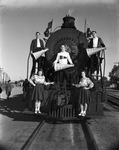 Cheerleaders with Train by East Texas State Teachers College