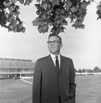 Daniel Whitney Halladay in front of Sam Rayburn Memorial Student Center by East Texas State University