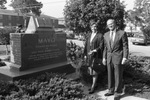 Marilyn and Jerry Morris with Mayo Memorial Monument by East Texas State University